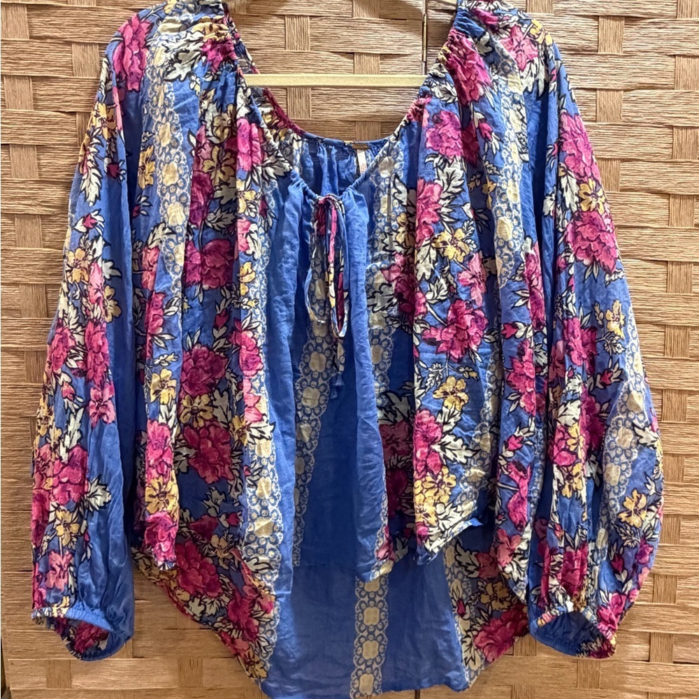 Free People Elena Blouse Size M Oversized Fairy-core Ethereal Whimsical Floral